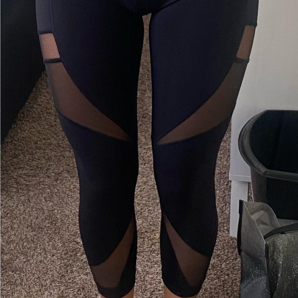 lululemon Wunder Under Black Mesh Leggings
